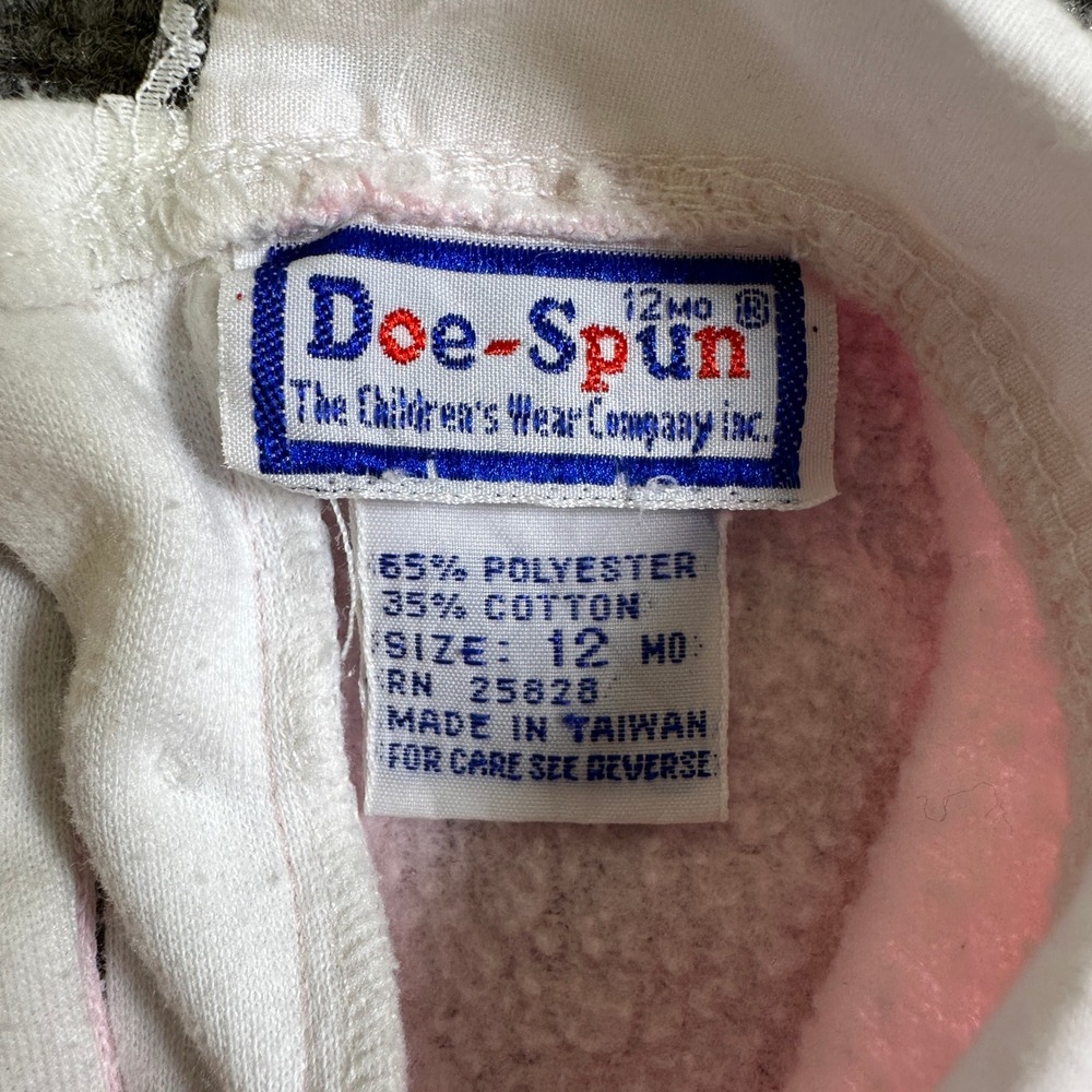 Doe-Spun Vintage Pink Lamb Patchwork Sweatshirt Lace Collar 12 Months - Picture 3 of 10